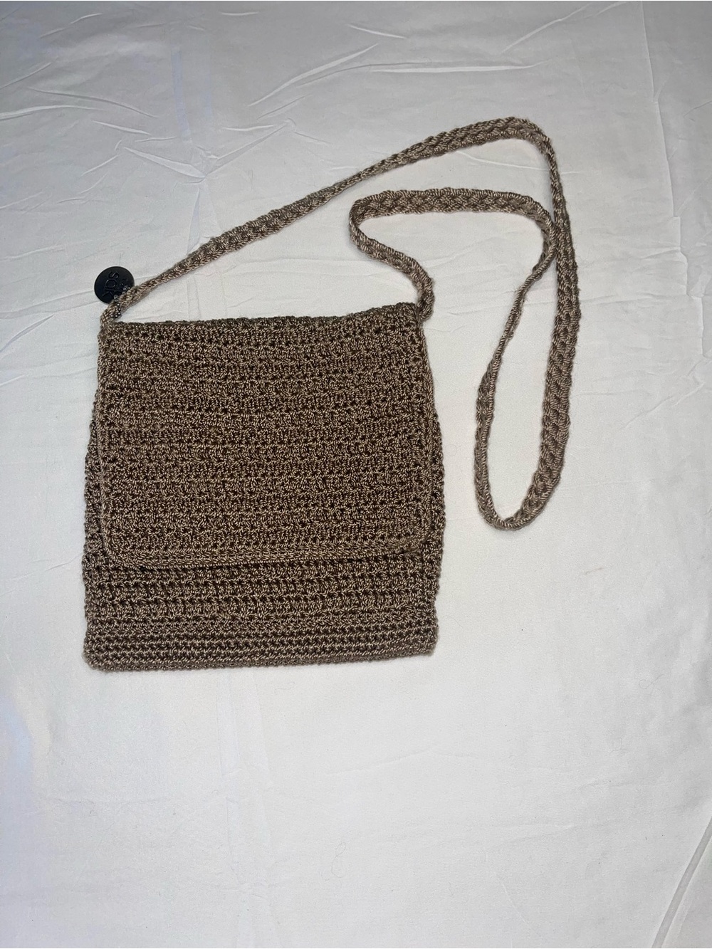 The Sak Crochet Crossbody Bag in Taupe Brown